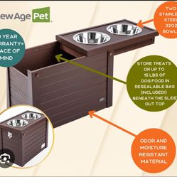 New Age Pet Raised Dog Bowls With Storage