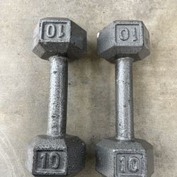 10 Lb Cast Iron Hex Dumbbells Set