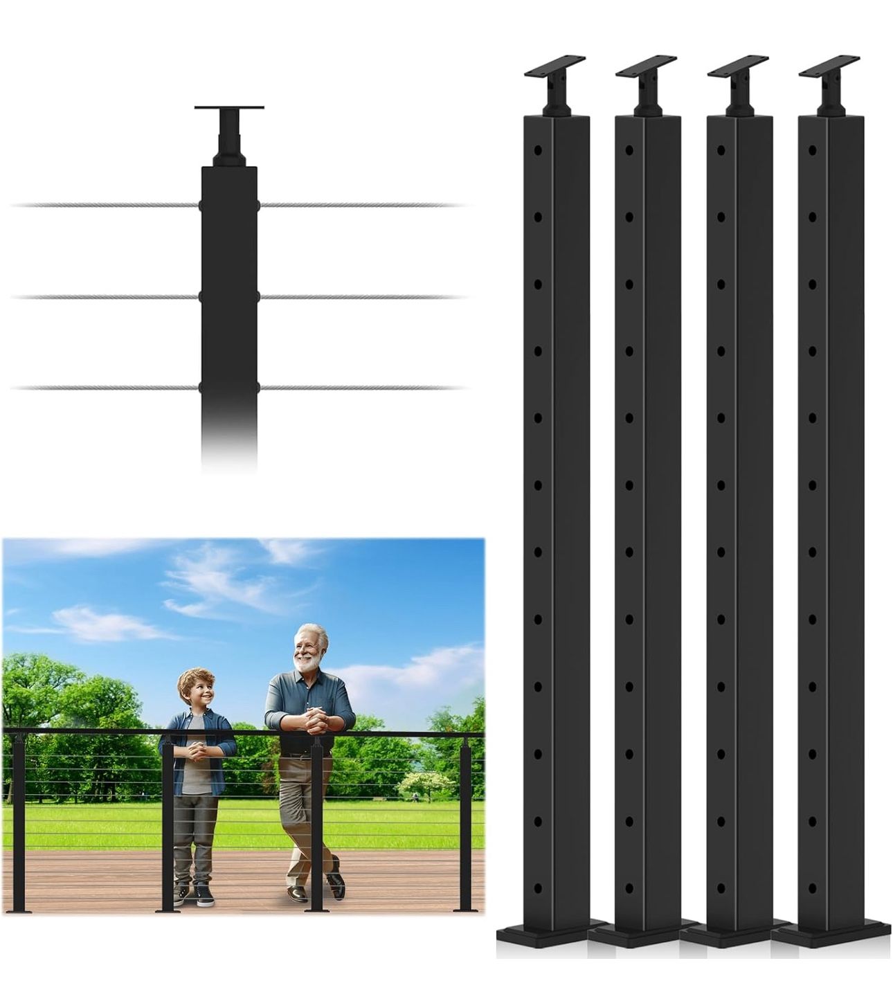 4 Pack Cable Railing Posts 42