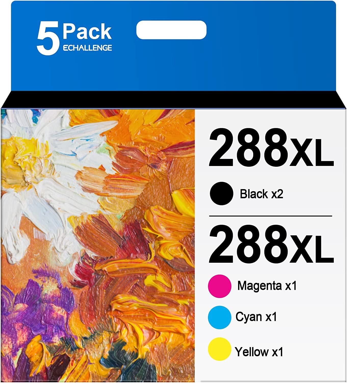 T288XL 288XL High Yield - 5 Pack Remanufactured Ink Cartridge Replacement for Epson 288 288XL 288 XL T288XL to use with XP-440 XP-330 XP-446 XP-340 XP