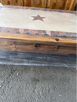 Rustic Wood Coffee Table with Star Inlay