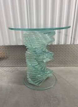 1970s Retro Design Glass Coffee Table set on a Glass Spiral Helix
