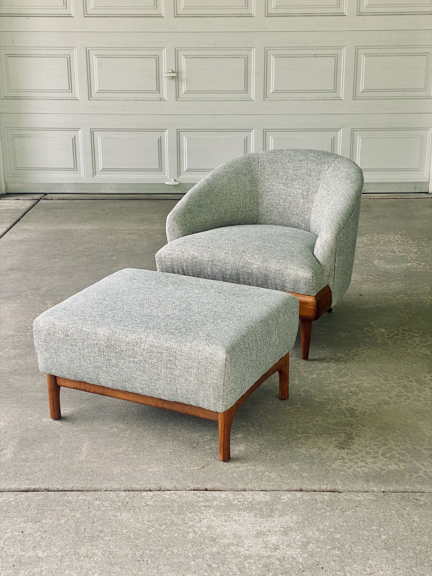Restored Mid Century Teak Lounge Chair and Ottoman