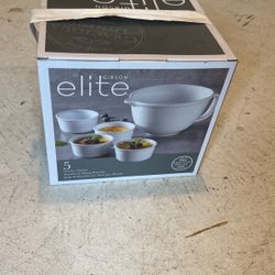 Mixing Bowl- 1 Large- 4 Small White 