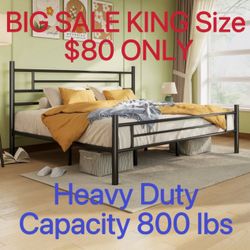 BIG SALE King Size Metal Platform Bed Frame with Headboard and Footboard, 12.5'' Underbed Storage