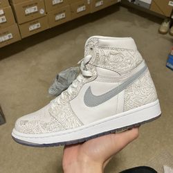 Size 8 - Nike Air Jordan 1 Retro High OG Laser 2015 White Silver Reflective