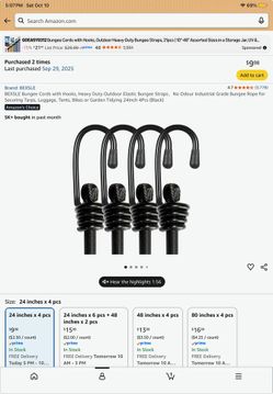 BEXSLE Heavy Duty Bungee Cords 24 Inch 4 Pack Black Elastic Straps with Hooks
