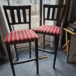 Set Of 2 Wood Bar Stools 