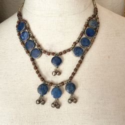 Tribal Lapis Lazuli Multi-Strand Statement Necklace