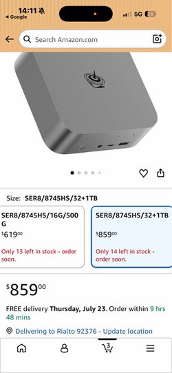 Beelink SER8 Mini PC, AMD Ryzen 8745HS(up to 4.9GHz) 8C/16T, Mini Computer 24GB  DDR5 RAM 1TB NVMe PCIE 4.0 SSD, Mini Desktop Computer 4K Triple Scree