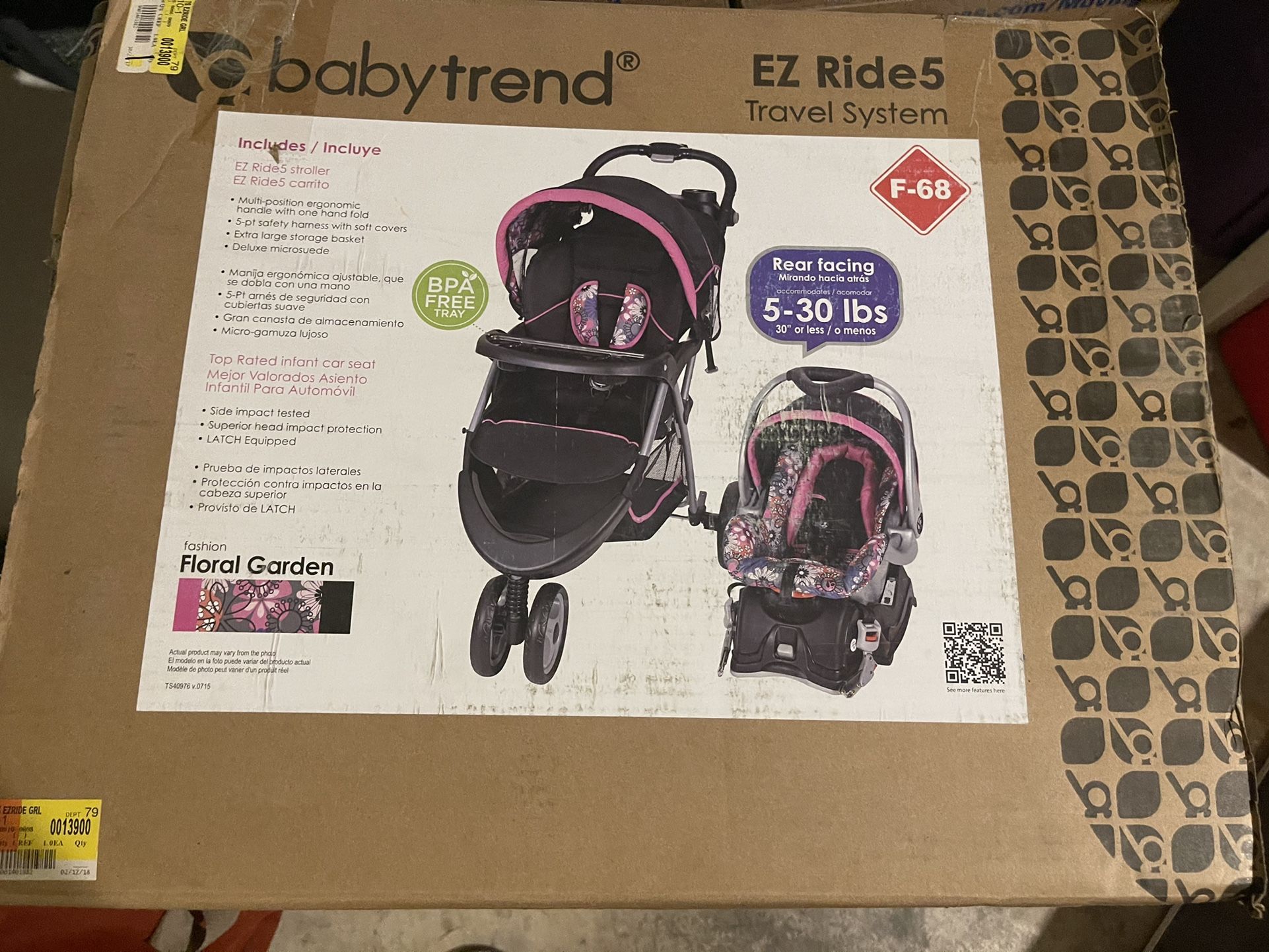 Floral Garden Ez Ride New In Box Baby Trend Travel System (car