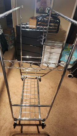 Extendable Silver Double Clothing Rack