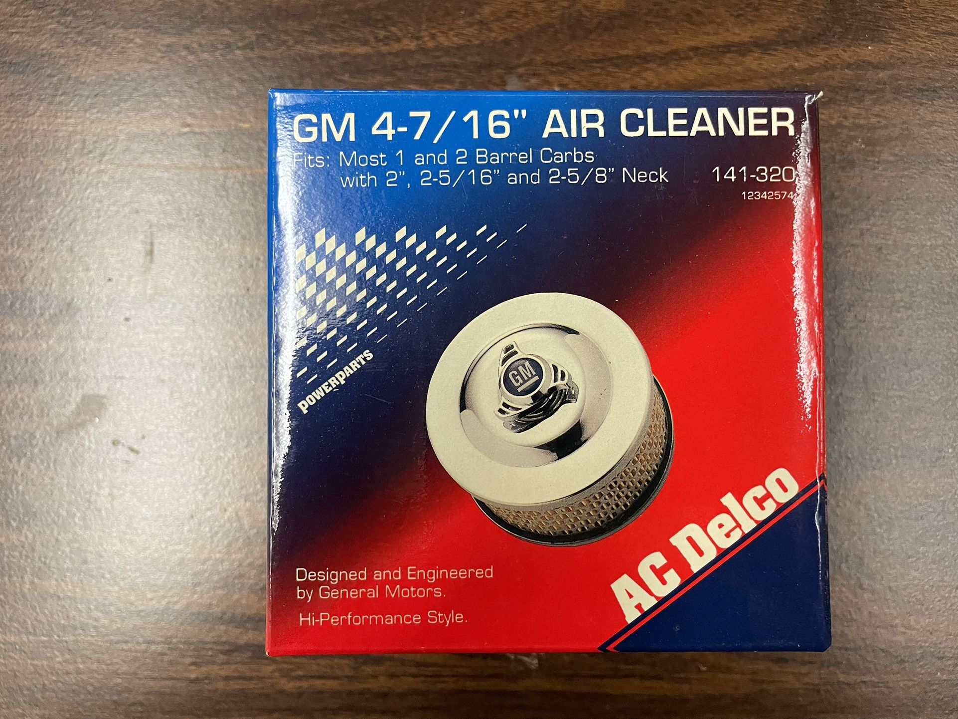 NOS GM AC DELCO 4-7/16 CHROME AIR CLEANER 141-320 NEW IN BOX