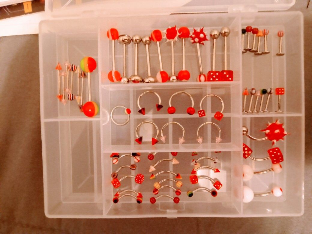 59pcs Red/pink Body Piercing Jewelry Lot 