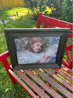 1880 Sleeping Girl Painting 14 Inches Across Like New