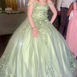 Sage green quincenera dress From Princess Paradise