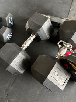 65lb Rubber Hex Dumbbells Set