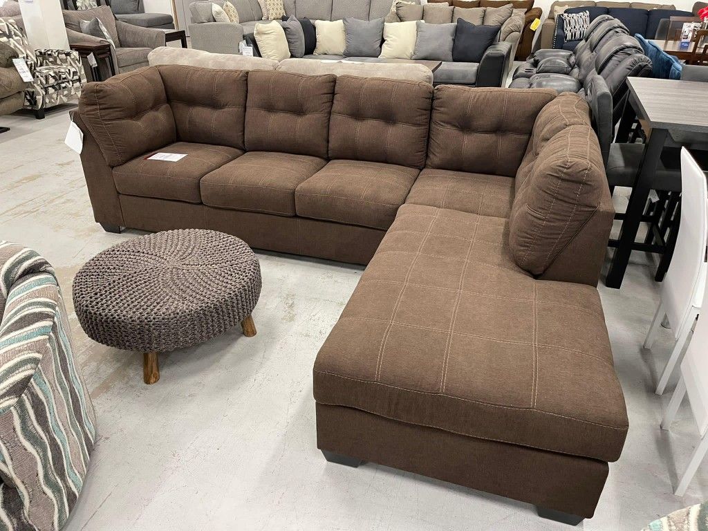 Living Room Furniture Brown Sectional Couch With Chaise Set ✨ Fast Delivery 🔥$39 Down Payment with Financing 🔥 90 Days same as cash
