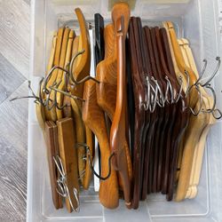Wooden clothing hangers lot