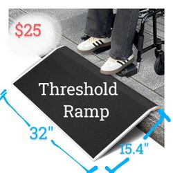 Doorway Curb Portable Threshold Ramp For Wheelchair, Scooter, Walkers, Power Chairs 700 lb Capacity Anti-Slip Grip 15.4" L x 32" W
