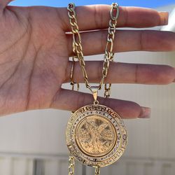 14k Gold Chain With Centenario Pendant 