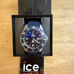ICE STAINLESS STEEL WATCH WITH BLUE FACE AND BLUE SILICON BAND ICE-015774