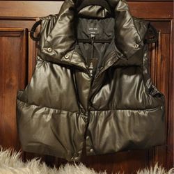 Vegan Leather Puffer Vest 