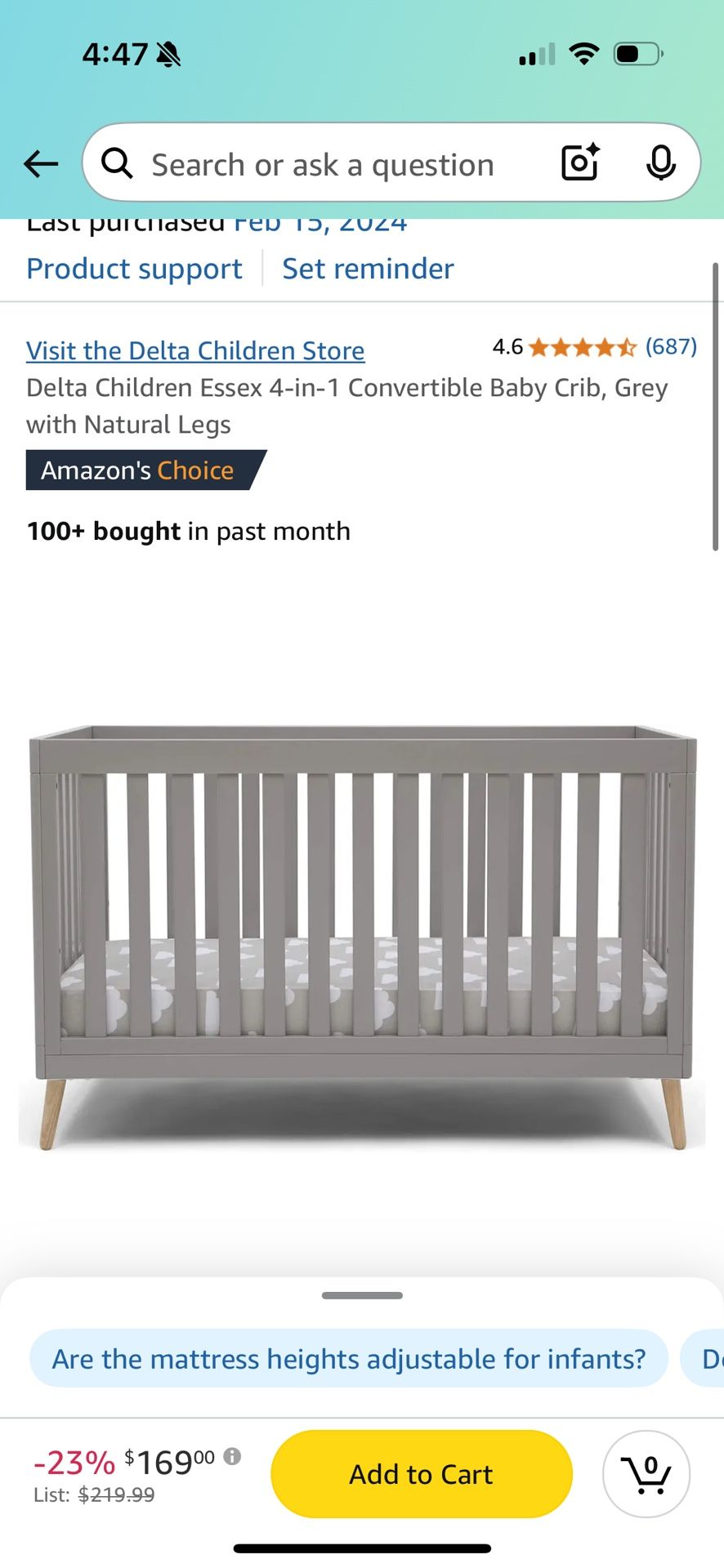 Baby Crib And Mattress $200
