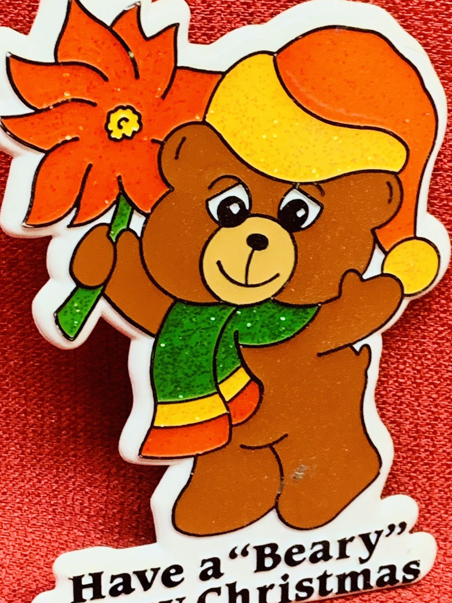 Vintage 1986 “Have A Beary Merry Christmas” Fridge Magnet Teddy Bear 4"x 3"W