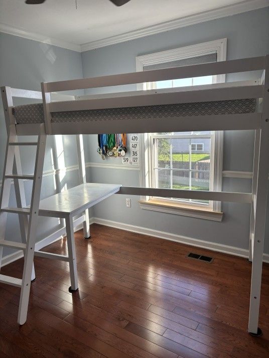 White Twin Loft Bed