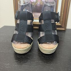 Coach Maryanne Black Platform Espadrille Wedge Heel Size 8B