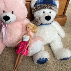 Two Teddy Bears And A Barbie