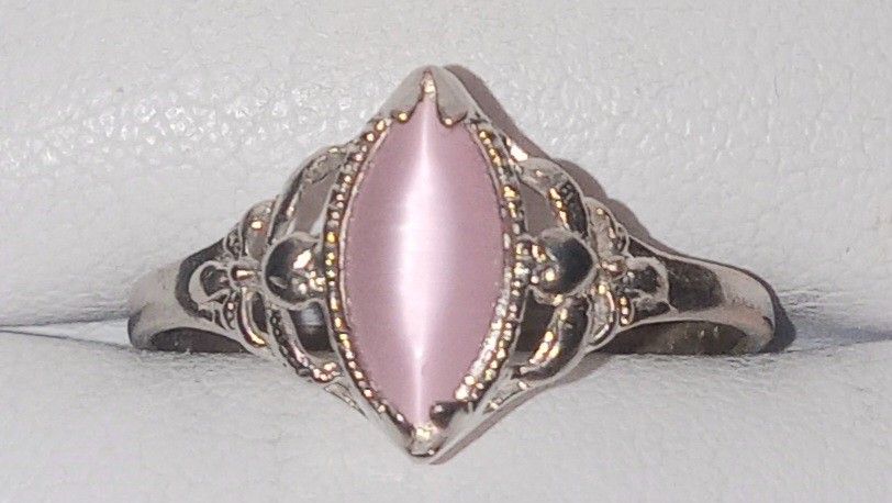 Sterling Silver Pink Catseye Ring