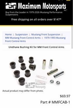 NEW Maximum Motorsports Front Control Arm Urethane Bushing Kit - 79-04 Mustang