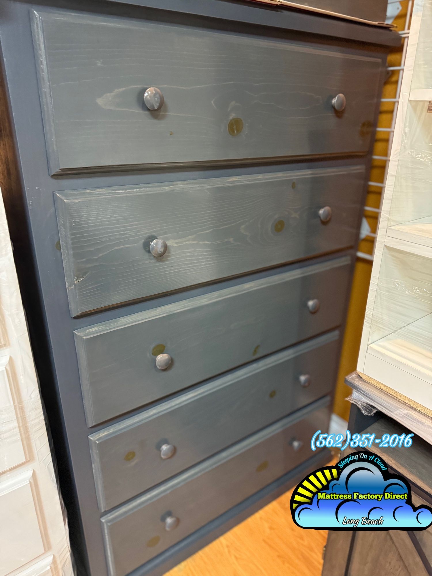 Grey Jumbo Pinewood Dresser Drawer Cajonera Comoda