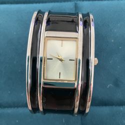 Reduced 80%. Black And Gold Cuff Watch