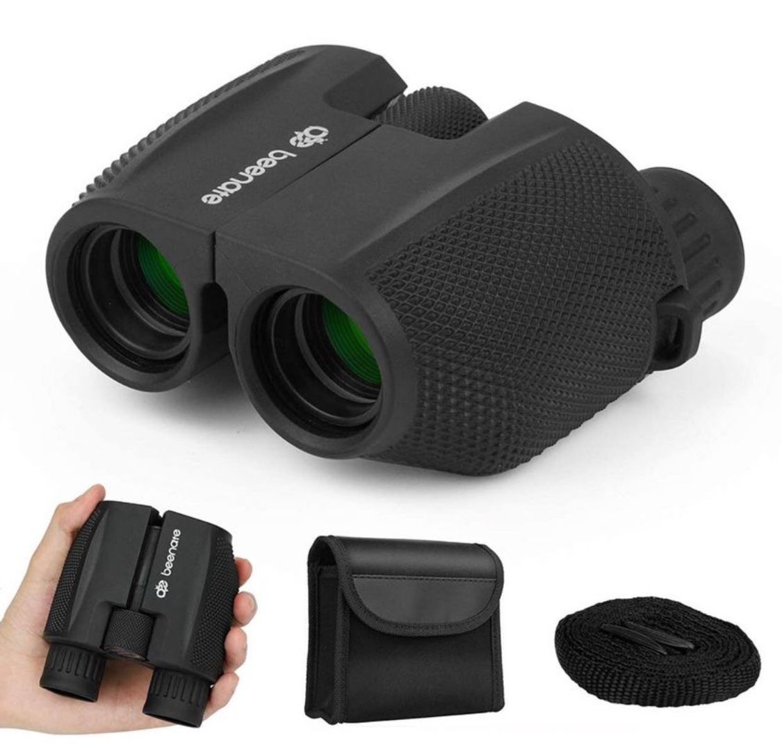 New! Binoculars for Kids and Adults,  10x25 Compact Binoculars Lightweight with Low Light Night Vision, Small High Powered for Bird Watching Hu
