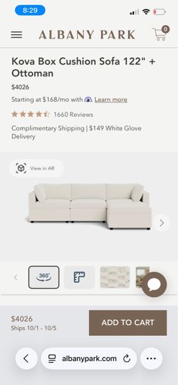 New in Box - Albany Park White Cloud Sectional + Storage Ottoman - Free Delivery