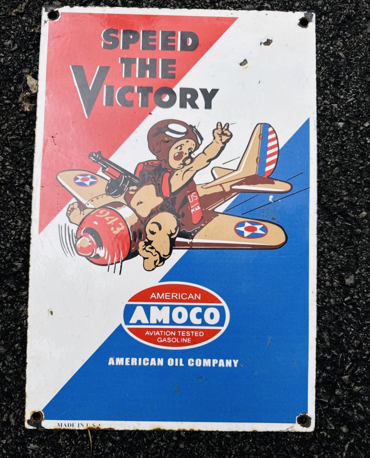AMOCO Rectangular Porcelain Advertising Signs 12 X 7 1/2