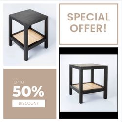 Brand New Threshold & Studio MC Gee ( Set Of 2) Canyon Lake Wood/ Rattan Side Table