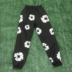 Size Small Denim Tears Sweats Sweatpants Joggers Black White Flower Cotton Wreath Fleece Tracksuit Bottom Athletic Pants Mens Sz S