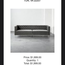 CB2 Savile Tufted Sofa Luca Storm