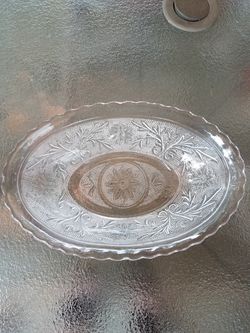 Oval glass serving dish vintage