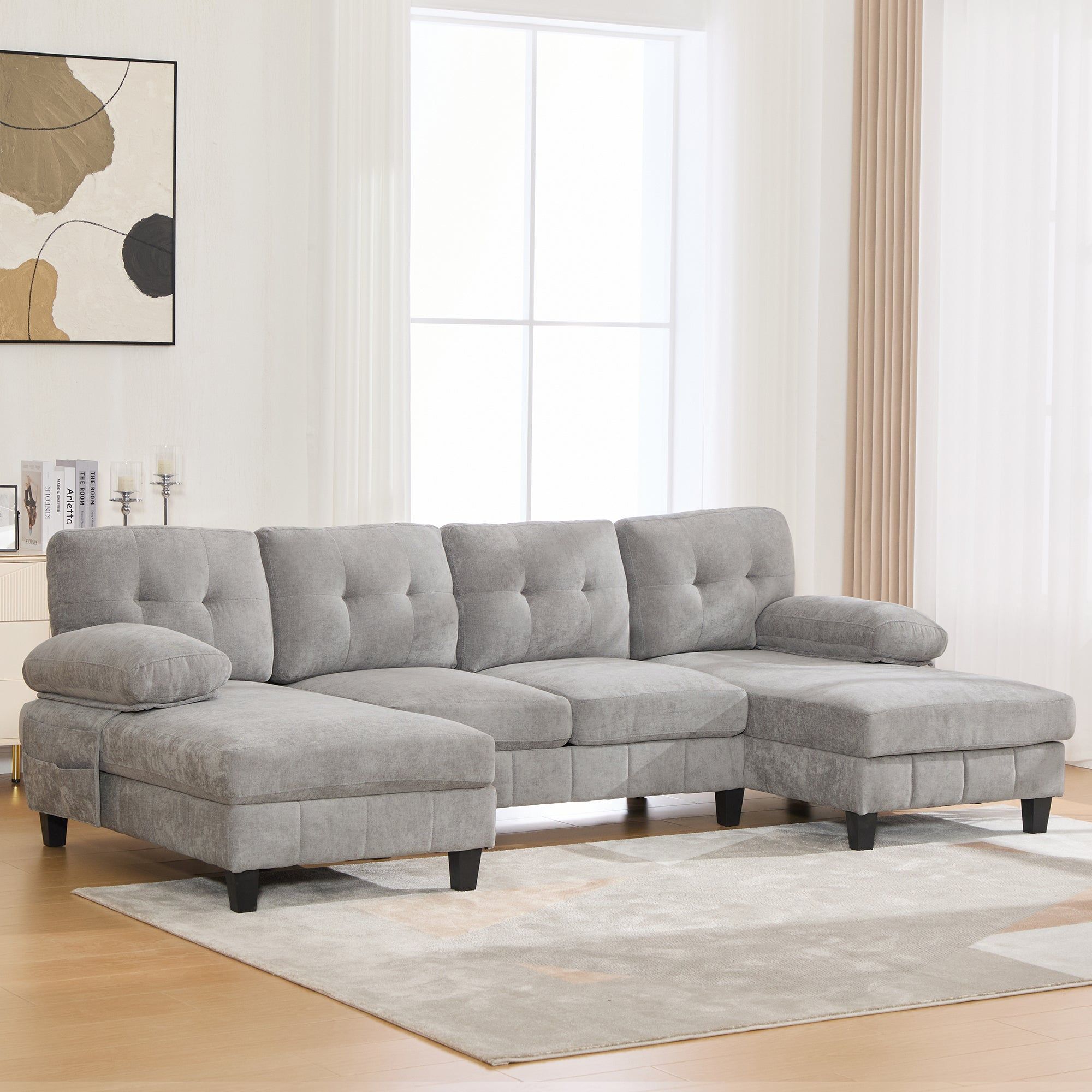 Florence 104" U-Shaped Sectional Sofa with Dual Storage Chaise