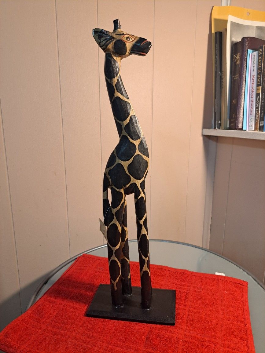 Zeckos Hand-Carved 20"-Inch Tall Hand-Stained Brown Wood Giraffe