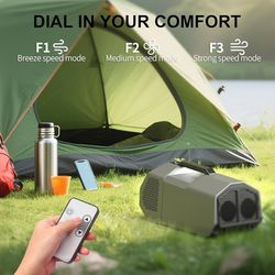 Portable Air Conditioner for Tents, Camping AC 3-Speed Cooling with Remote & Touch Control, Quiet 240W Low Power for RV, Car, Outdoor Use