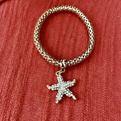 Woven Gold Crystal Starfish Bracelet 