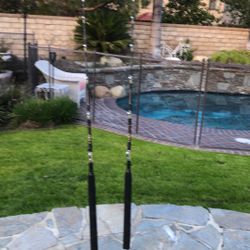 Two (2) CALSTAR BOOMER Junior 5’6” 50-100 lb ALL-ROLLER BIG Game Fishing Rods with AFTCO Aluminum Butts