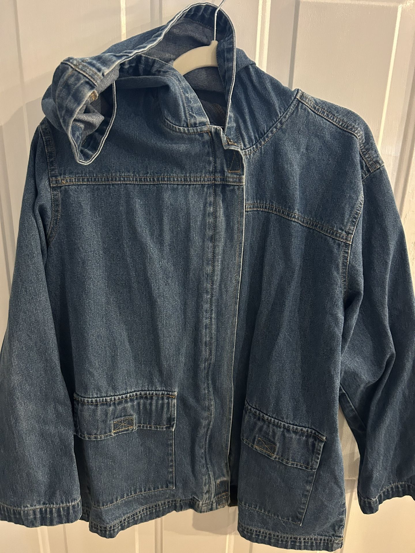 Denim hooded jacket size medium 