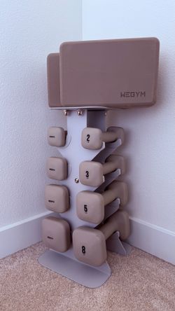 WeGym dumbbell set and yoga blocks